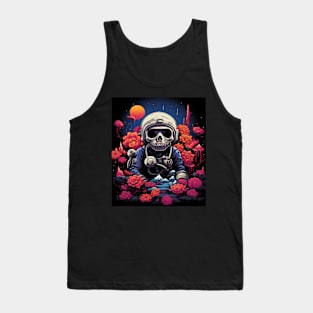 Floral Eternity: Rose-Adorned Skull Design Tank Top